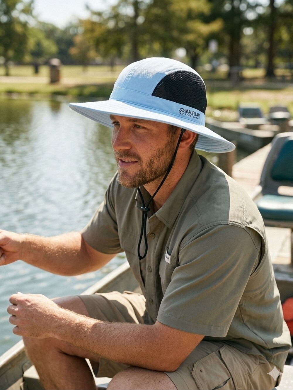 Magellan Sports Wear Light Blue Sun Hat with Black Mesh